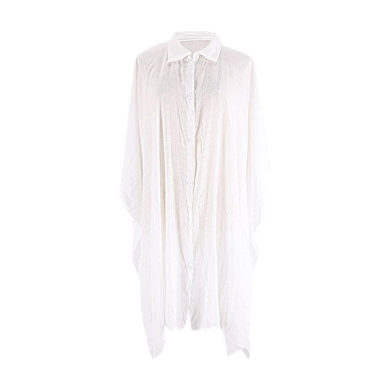 Bamboo Single Breasted Shirt Beach Cover up Sexy Cardigan Sun Protection Shirt Beach Cover Up