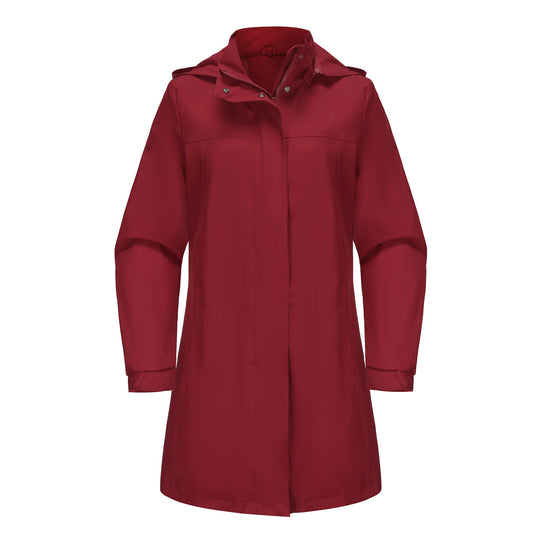 Spring Autumn Detachable Hat Waterproof Windbreaker Women Solid Color Long Sleeve Thin Coat Casual Women Wear