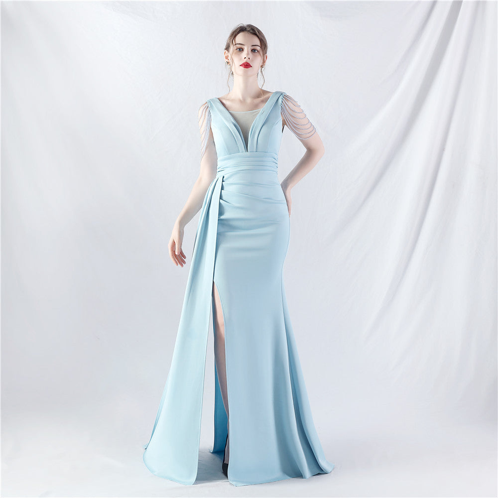 Total Satin Folding Craft Craft Beaded Evening Dress