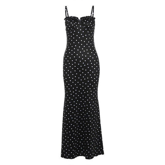 Arrival Women Clothing Summer French Slim Fit Backless Polka Dot Brace Dress