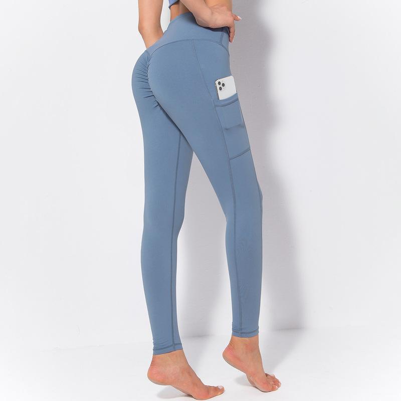 New Yoga Pants Women Side Pocket Shaping Hip Lifting Skinny Stretchy Slimming Outerwear Leggings