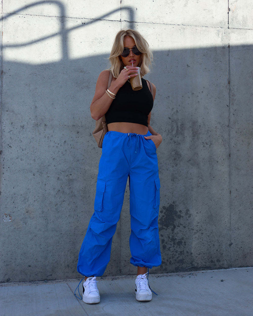 Street Overalls High Street Bright Color Loose String Clip Ankle Banded Slacks All Matching Pants