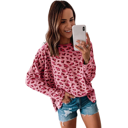 Casual Pullover Women Autumn Leopard Print Long Sleeve Pullover Women