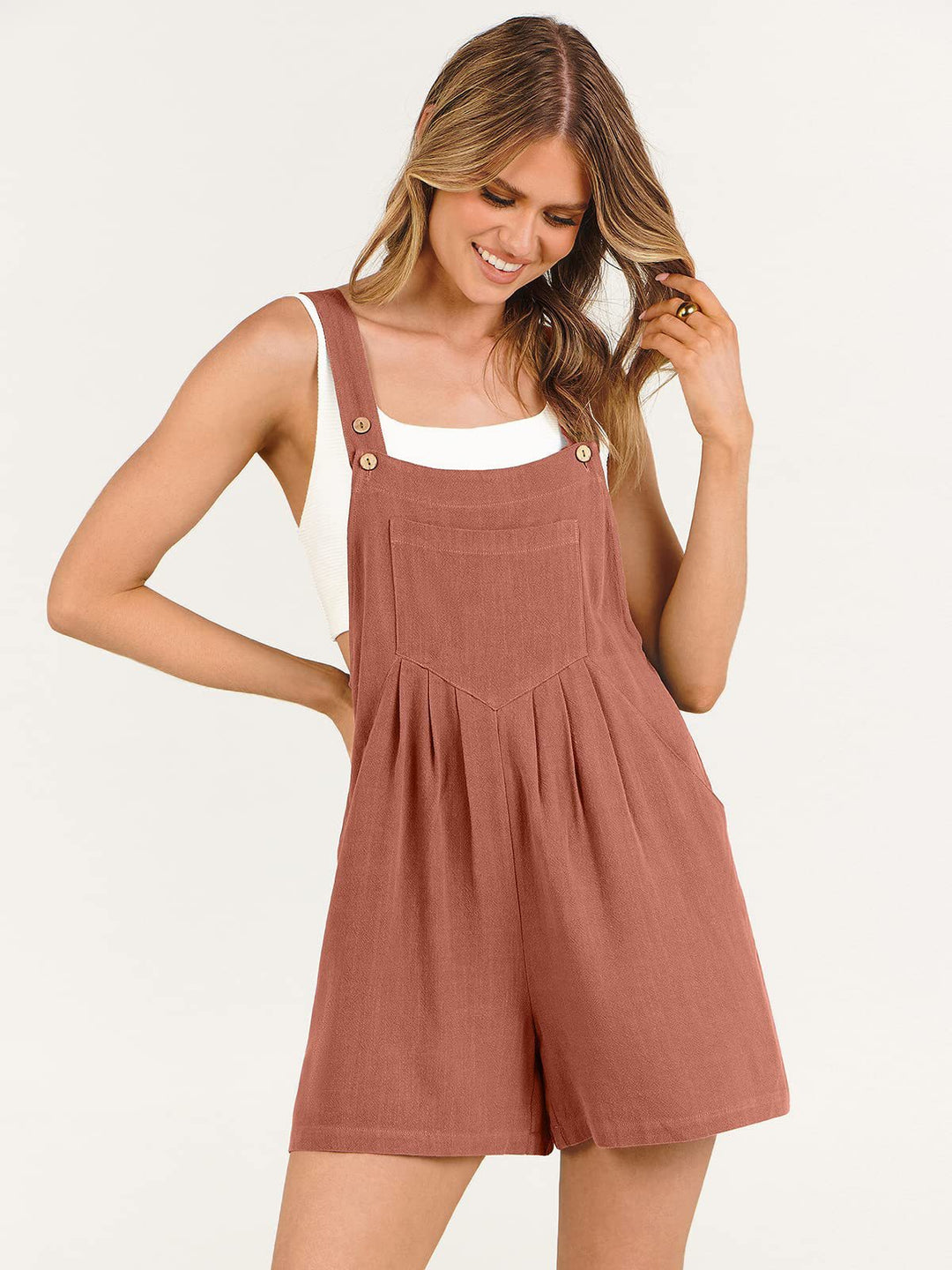 Women Cotton Linen Loose Casual One Piece Wide Leg Romper