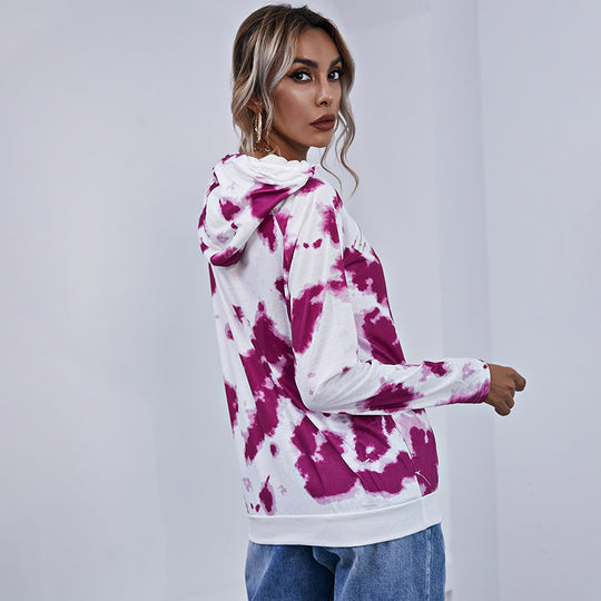 Autumn Women Clothing Contrast Color Tie Dyed Women Pullover round Neck Loose Fitting Women Sweater