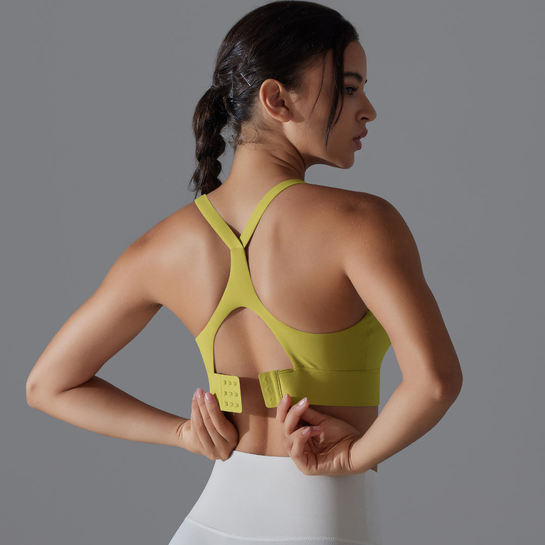 Backless Yoga Vest Women Summer Shock-Absorbing Buckle Sports Underwear Water Drop Cross Beauty Back Fitness Bra