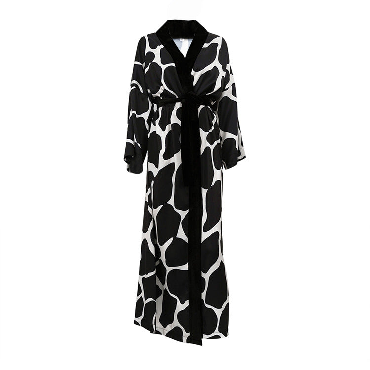 Women  Clothing Satin Pajamas for Women Spring plus Size 3/4 Sleeve Cool Feeling Nightgown Bathrobe Home Wear for Women