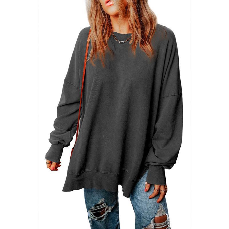 Simple Solid Color Loose Pullover Top Women Autumn Multicolor Minimalism All Matching Hoodie