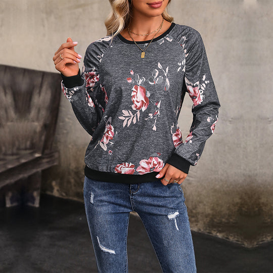 Autumn Women Wear Long Sleeve Printed Crew Neck Sweatshirt