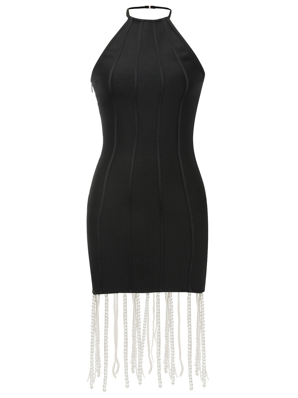 Dress Bandage Dress Simple Sexy Halter Drill Chain Tassels Slim Fit Dress Women