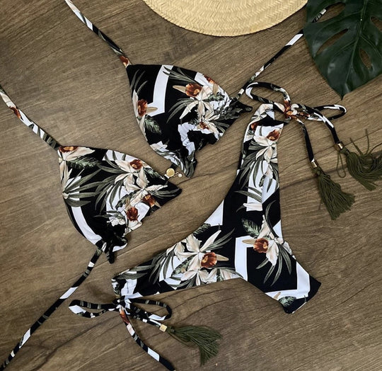 Split Women Printed Swimsuit Swimsuit Sexy Triangle Bikini