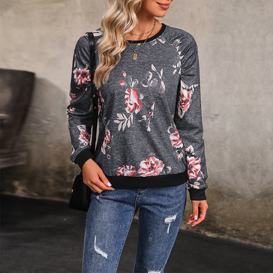 Autumn Women Wear Long Sleeve Printed Crew Neck Sweatshirt