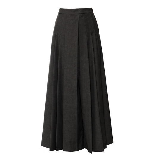 Autumn Pleated Heavy Industry Wide Leg Loose Faux Culottes Casual Pants