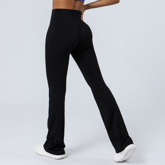 Nude Feel Tight Dance Wide Leg Pants Hip Raise High Waist Casual Flared Pants Fitness Sports Yoga Pants Women