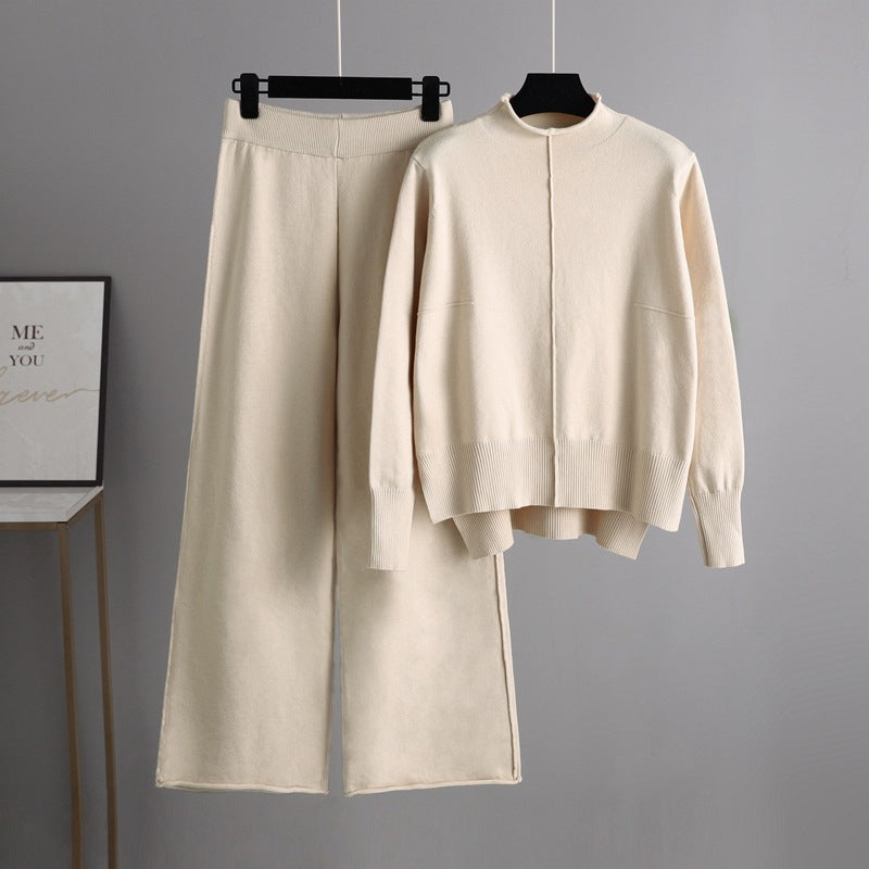 Knitted Two Piece Sweater Women Autumn Winter Loose Casual Wide Leg Pants Set Online