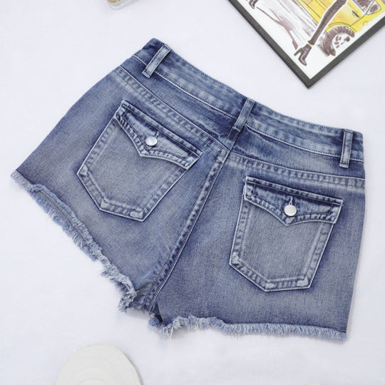 Summer Popular Women Ripped Back Pocket Denim Shorts All Match Trendy