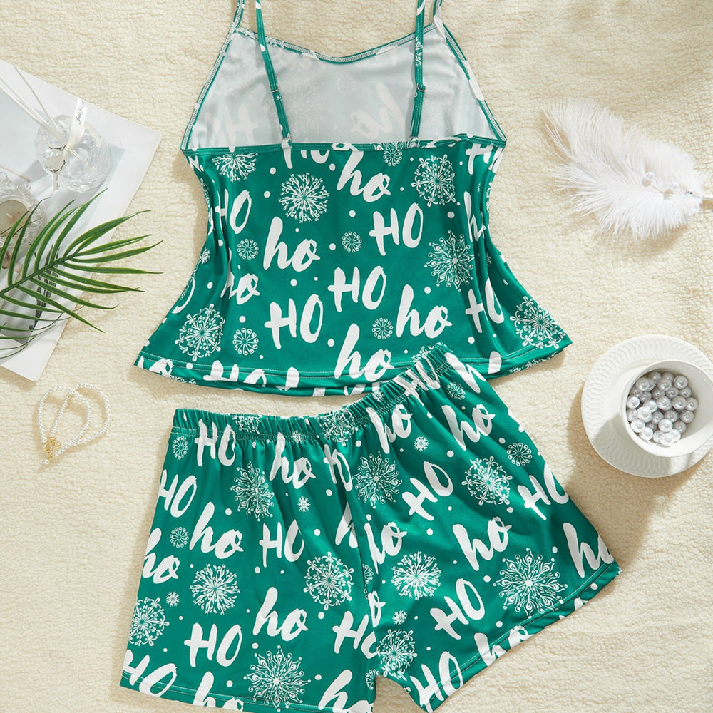 Green Printing Suspender Pajamas Summer Thin Sexy Milk Silk Two Piece Korean Home Wear