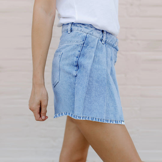 Jeans Street Girl Faux Two Pieces Denim Culotte