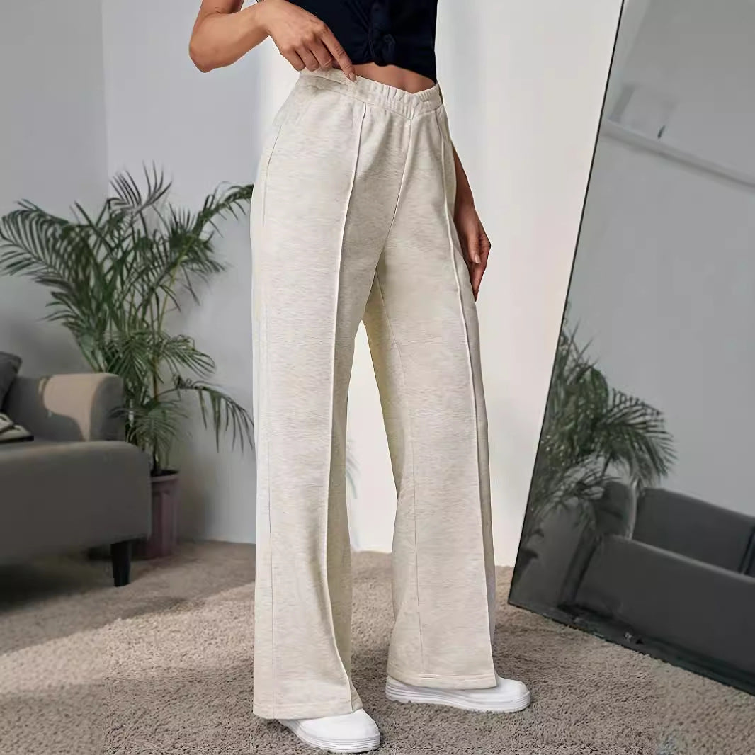 Autumn Sweatpants Split Straight Casual Sports Women Pants Draping Effect High Waist Wide Leg Pants