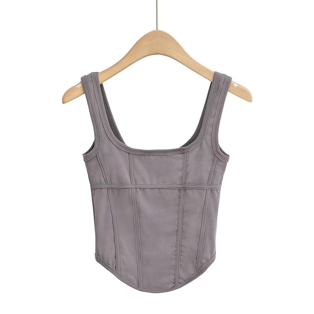 Curved Hem Exposed cropped Sexy Niche Design All-Match Summer Wear Sexy Boning Corset Boning Corset Camisole