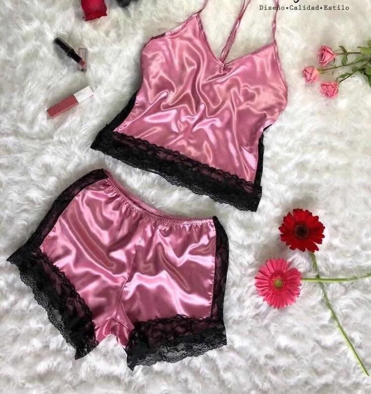 Women Sexy Underwear Imitation Silk Sling Princess Pajamas Sexy Supreme Seduction Two Piece Set Sexy Sleepwear