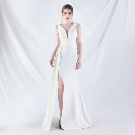 Total Satin Folding Craft Craft Beaded Evening Dress