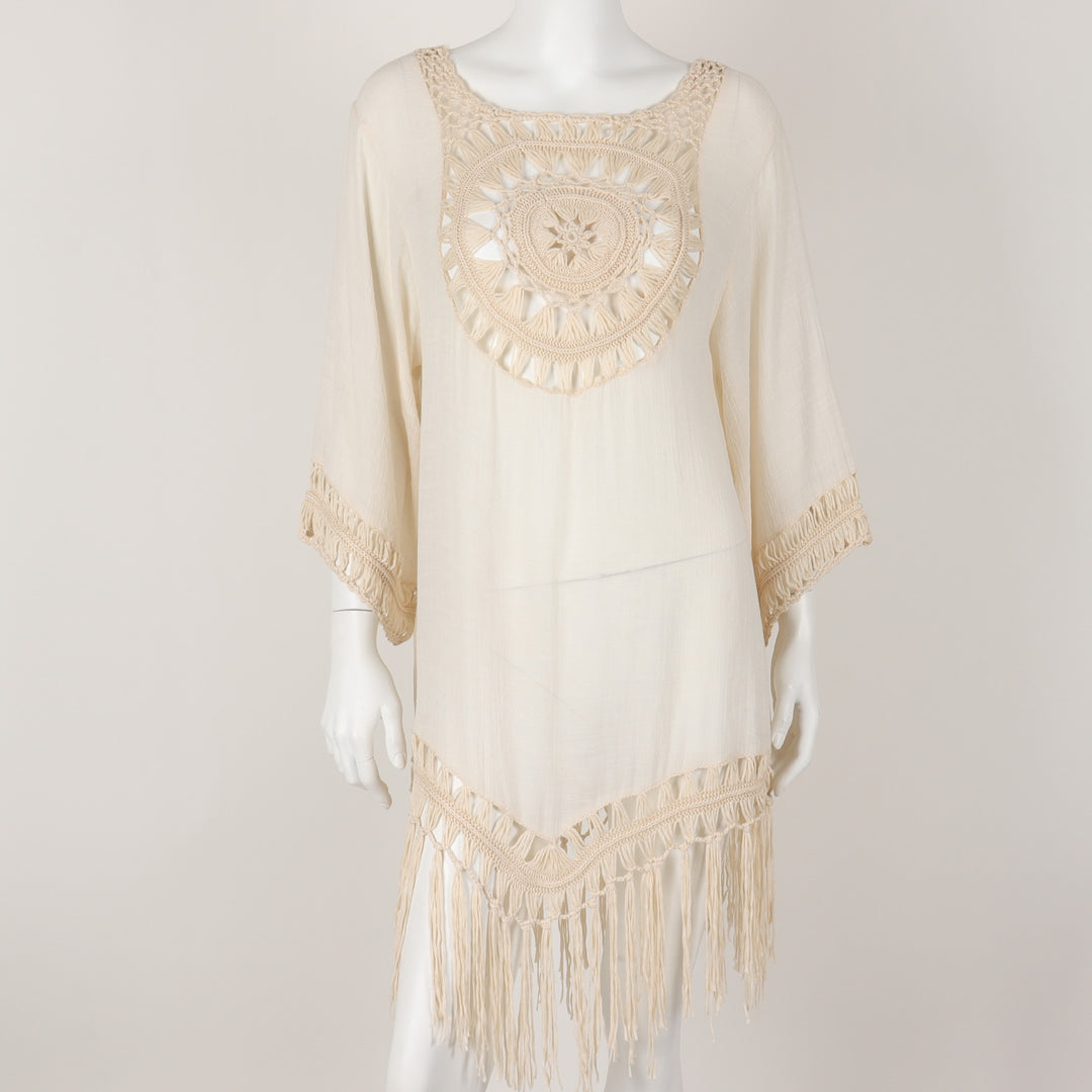 Summer Women Clothing Hand Crocheting Sexy White Tassel Beachwear Women Tops Beach