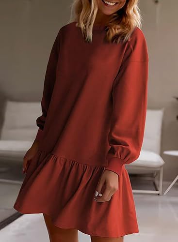 Women Clothing Crisscross Neckline Round Neck Long Sleeve Casual Sweatshirt Dress