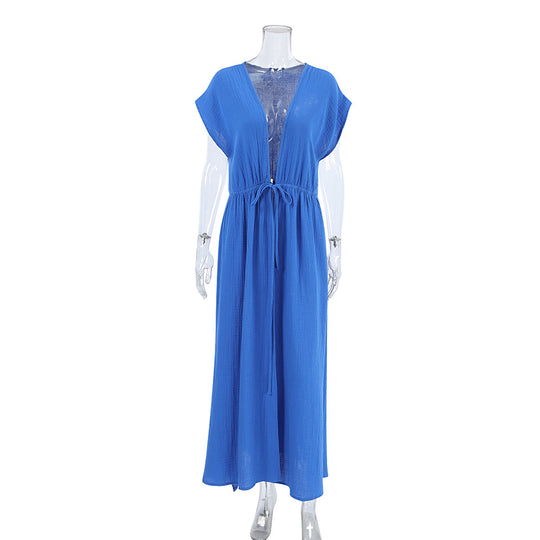 Spring Soft Breathable Bubble Crepe Cotton Pajamas Nightdress Exclusive for Ladies Homewear