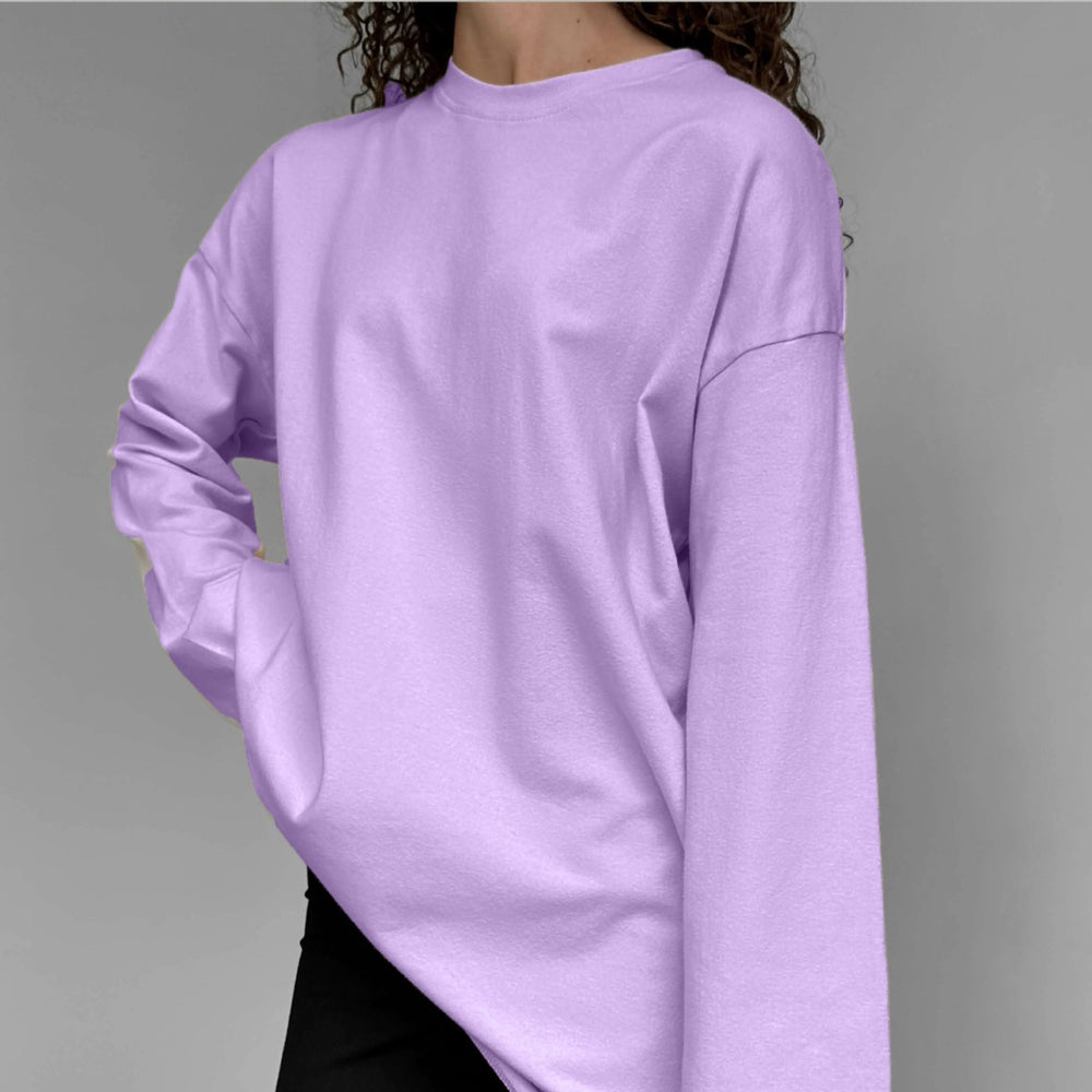 Spring Autumn Cotton Long Sleeved T Shirt Women Hand Worn Loose Top