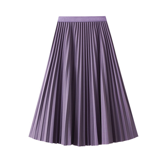 Draping Pleated Skirt Viscose Linen Skirt Women Spring Mid Long Slim High Waist A line Skirt