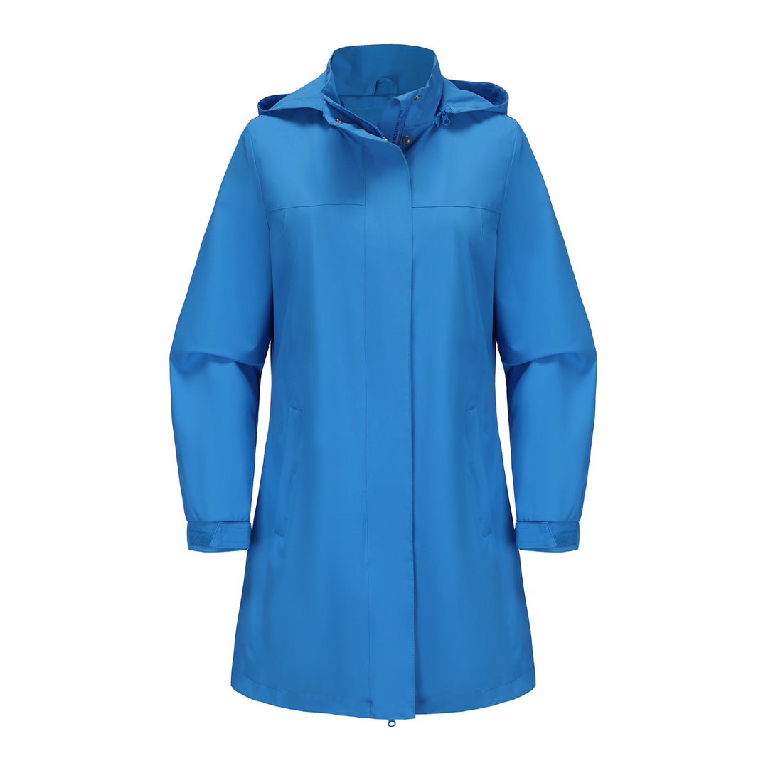 Spring Autumn Detachable Hat Waterproof Windbreaker Women Solid Color Long Sleeve Thin Coat Casual Women Wear