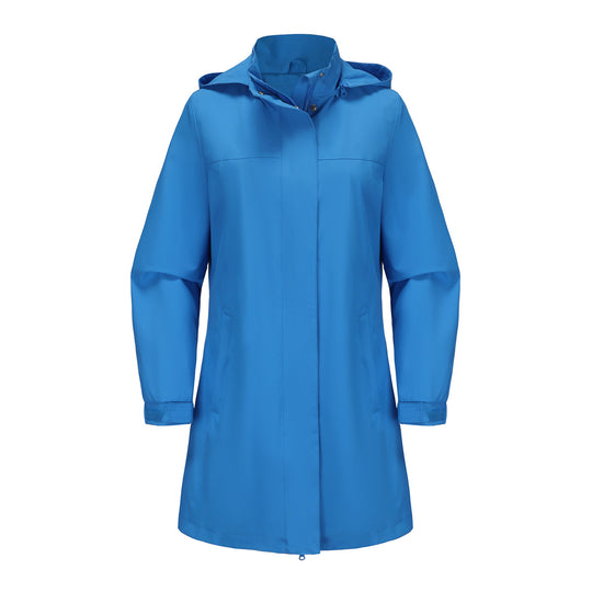 Spring Autumn Detachable Hat Waterproof Windbreaker Women Solid Color Long Sleeve Thin Coat Casual Women Wear