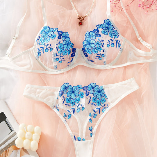 Women Clothing Floral Embroidered Underwear Bra Sexy Suit