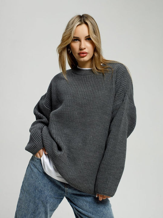 Sweater for Women Autumn Winter round Neck Pullover Loose Long Sleeved Sweater Coat for Women