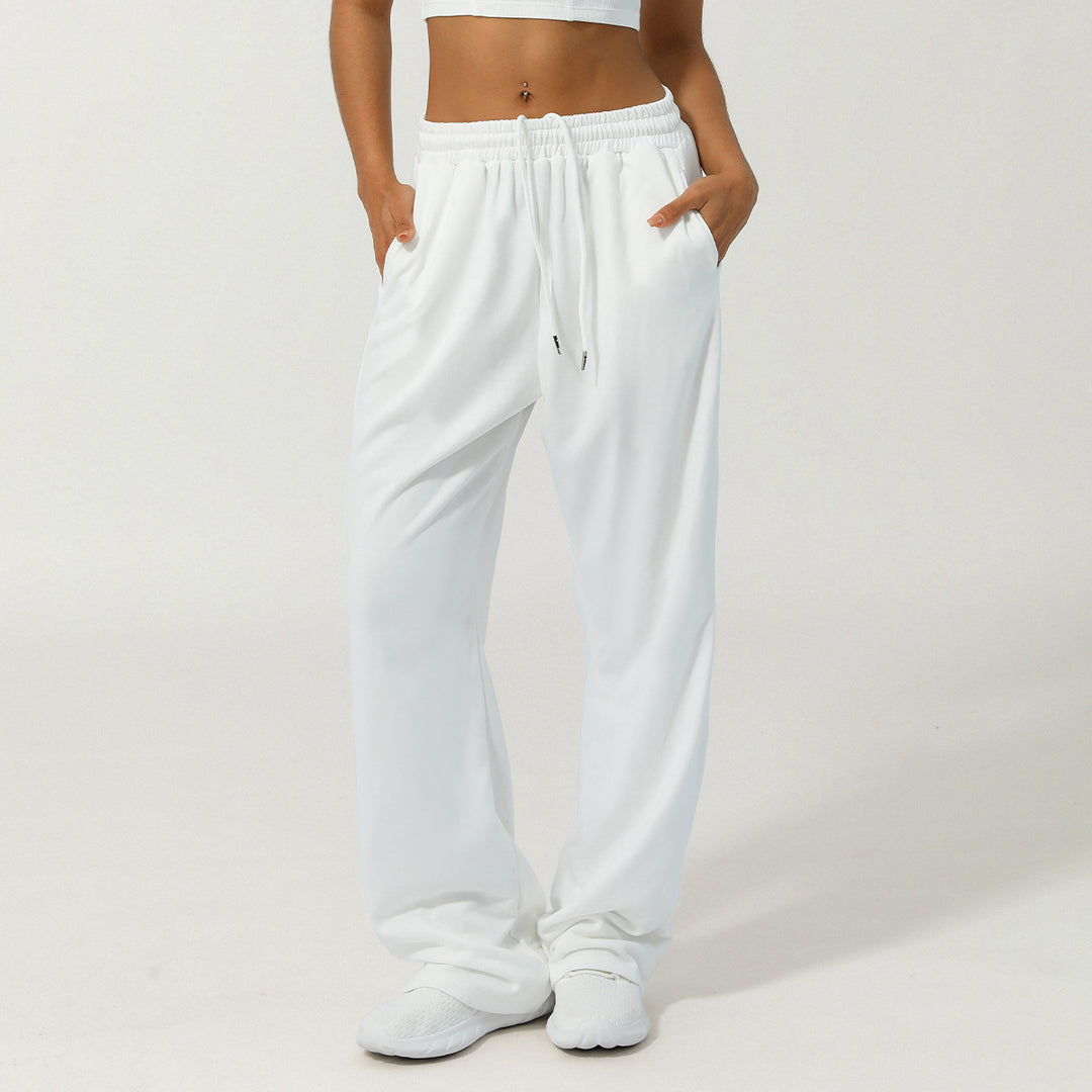 Spring High Waist Ankle Tied Track Sweatpants Loose Straight Office Casual Pants Outdoor All Matching Sports Pants