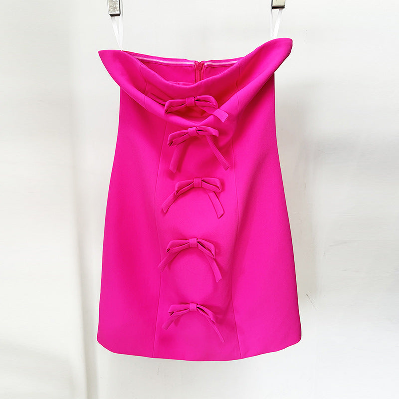 Star Fluorescent Powder Bow Tube Top Dress Blazer