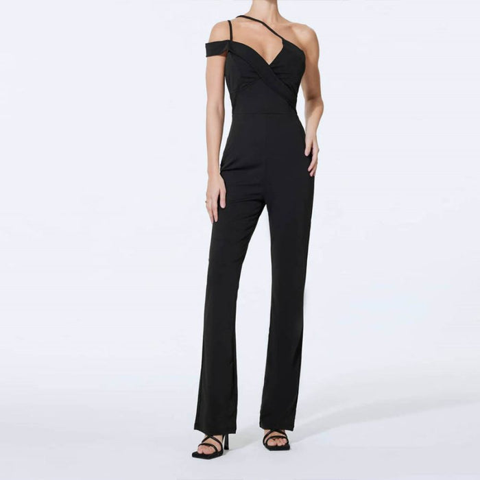 Jumpsuit Trousers Tight Waist Draping Black Camisole Trousers High End Jumpsuit Tight