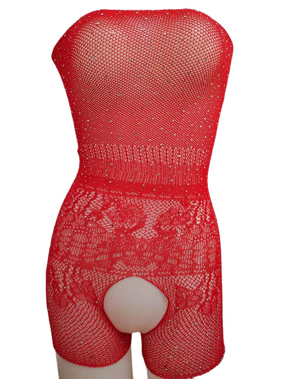 Women Rhinestone Shiny Sexy Lingerie Fishnet Clothes Bodystocking Lingerie