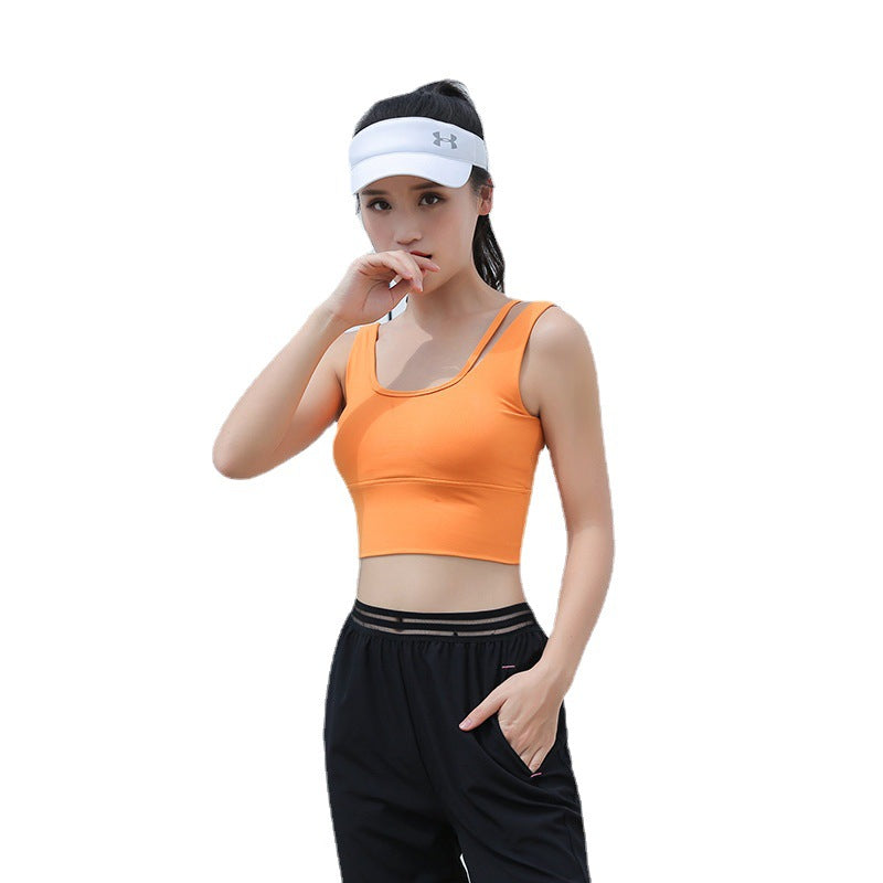 Solid Color Beauty Back Yoga Sports Underwear Women U Collar Push Up Nude Feel Breathable Running Workout Bra