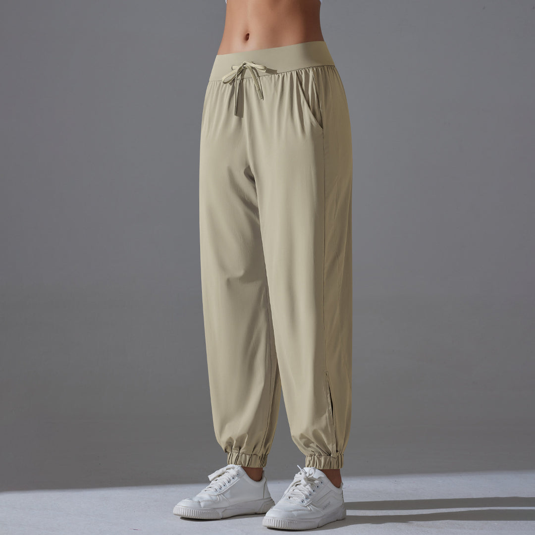 Cool Feeling Sun Protective Pants Thin Loose Tappered Sports Pants Draping Wide Leg Slim Fit Breathable High Waist Raw Yarn Sun Proof Trousers