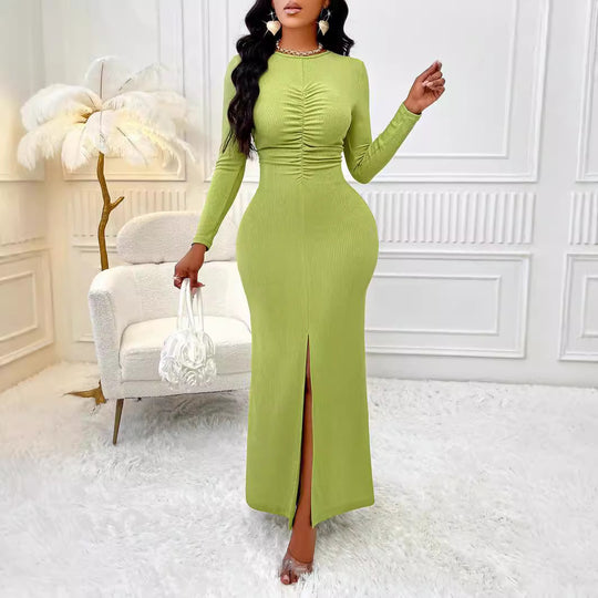 Women Clothing Package Hip Advanced Solid Color Dress Autumn Winter