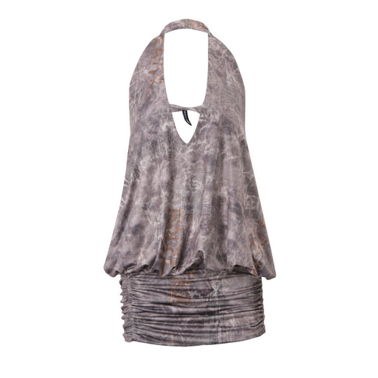 Women Clothing Autumn Retro Waste Soil Sexy Hollow Out Cutout out Backless Sleeveless Hip