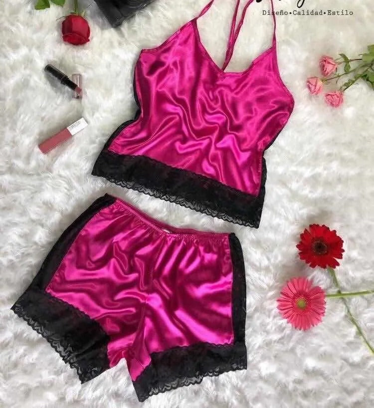 Women Sexy Underwear Imitation Silk Sling Princess Pajamas Sexy Supreme Seduction Two Piece Set Sexy Sleepwear