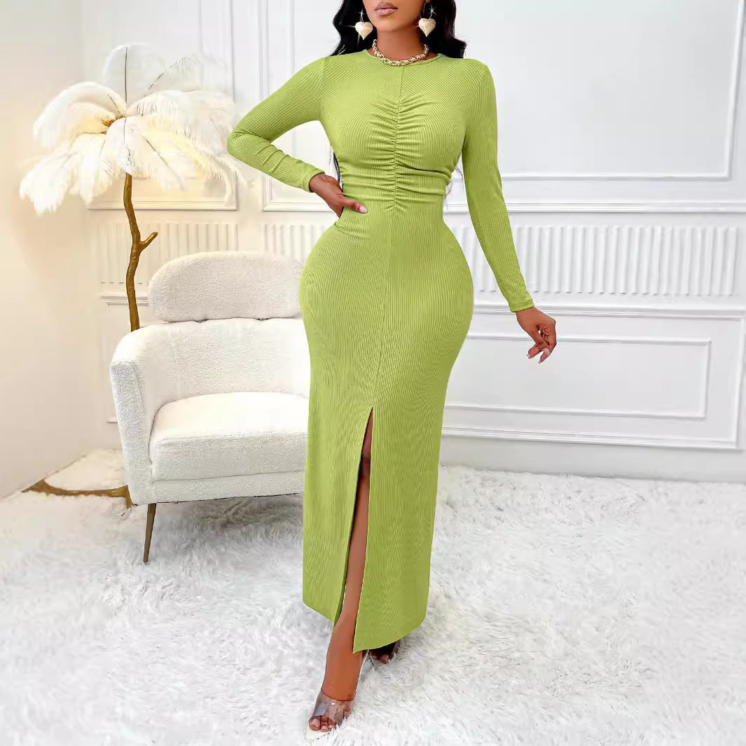 Women Clothing Package Hip Advanced Solid Color Dress Autumn Winter