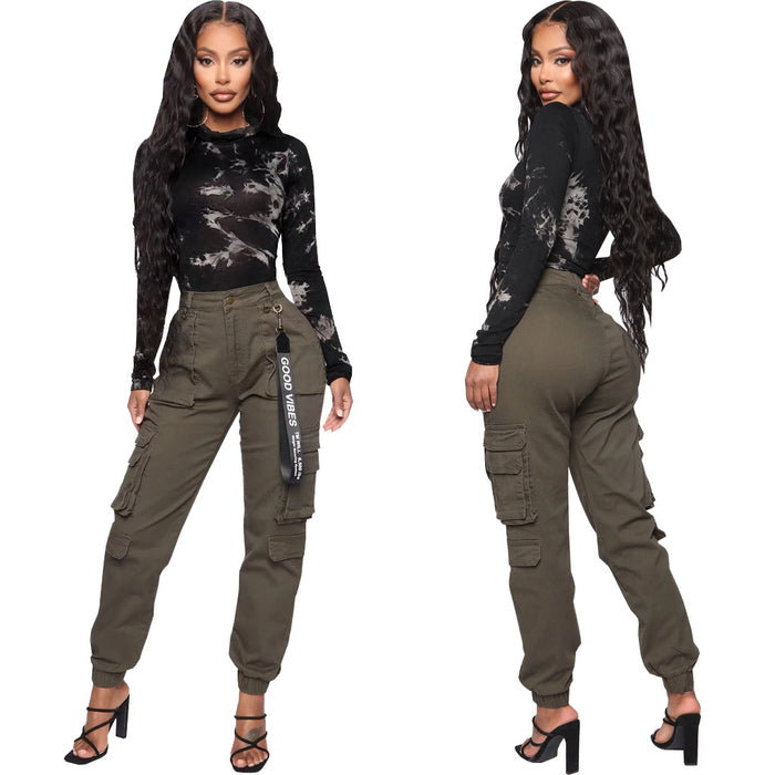 Slim Fit Camouflage Comfortable Casual Tappered Stretch Overalls