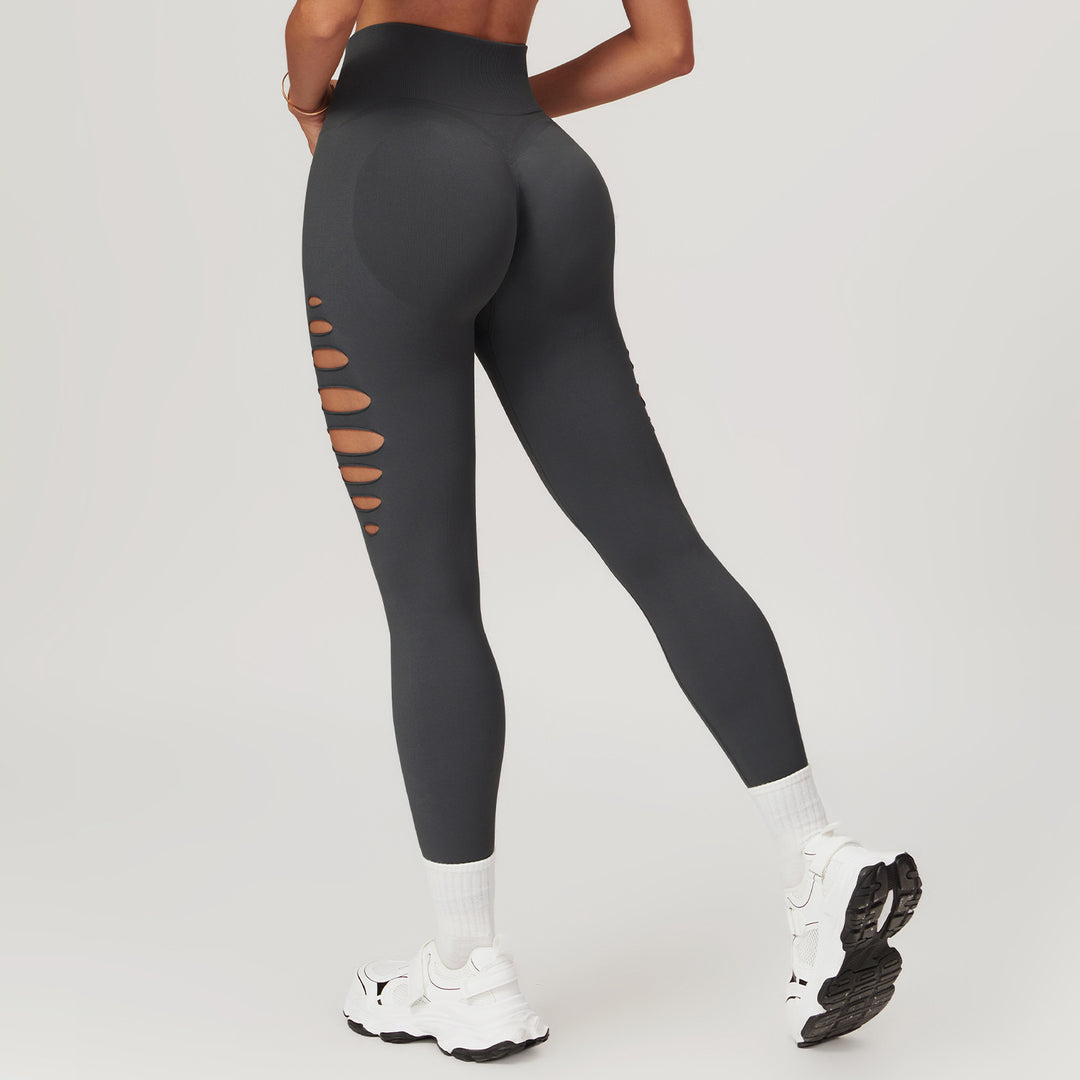 Hollow Out Cutout Seamless Skinny Yoga Pants Peach Hip High Waist Fitness Pants Women Outdoor Running Exercise Pants