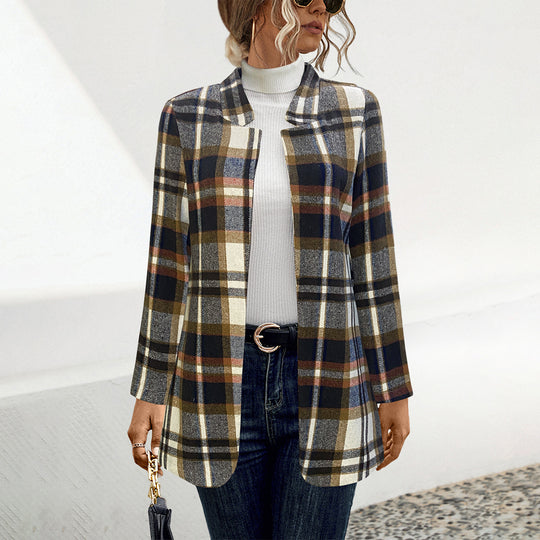 Autumn Winter Women Clothing Plaid Coat