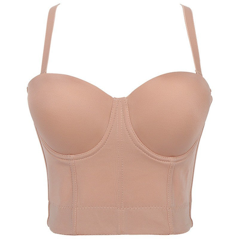 Backless Tube Top Solid Color Bra Small Sling Detachable Shoulder Strap Shaping Short Dancing Lady Wrapped Chest