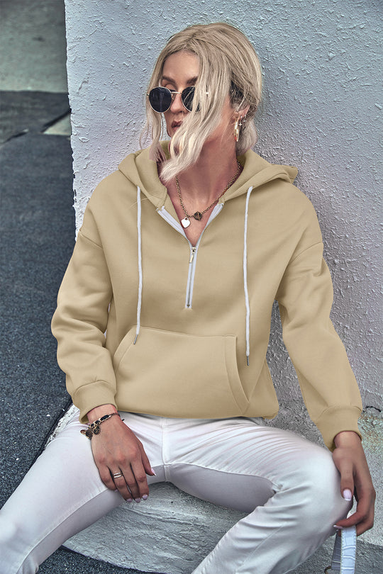 Autumn Women Clothing Solid Color Pullover Hooded Casual Hoodie